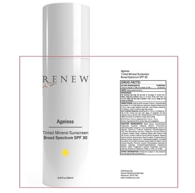 Ageless Tinted Mineral Sunscreen Broad Spectrum Spf 30 (Renew Sp06.250u 200760 Stay Ageless White Bottle)